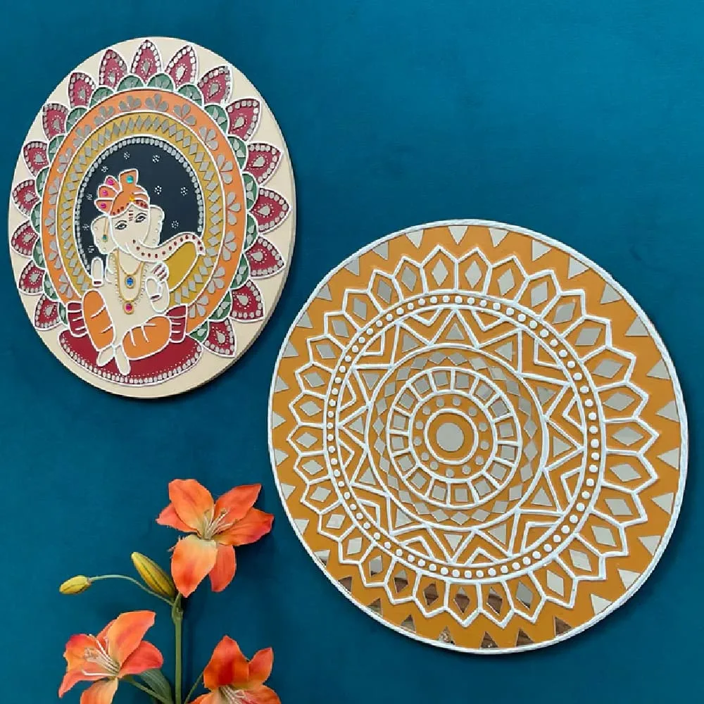 Ganpati Lippan Wall Hanging (Set of 2)