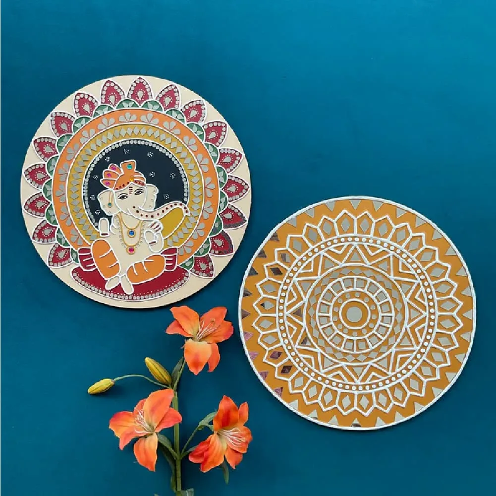 Ganpati Lippan Wall Hanging (Set of 2) photo 2